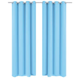 Vidaxl gordijnen met metalen ringen verduisterend 135x245 turquoise 2 st