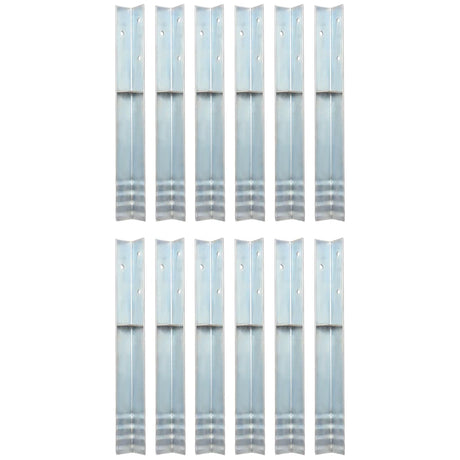 Vidaxl grondanker l-vormig 5x5x50 cm gegalvaniseerd staal 12 st