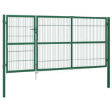 VidaXL Poort met palen 350x140 cm staal groen