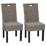 Vidaxl eetkamerstoel kubu 2 stuks rattan mangohout