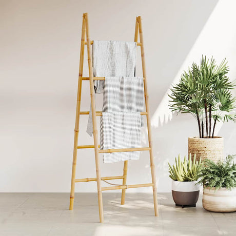 Vidaxl dubbele handdoekenladder met 5 tredes 50x160 cm bamboe