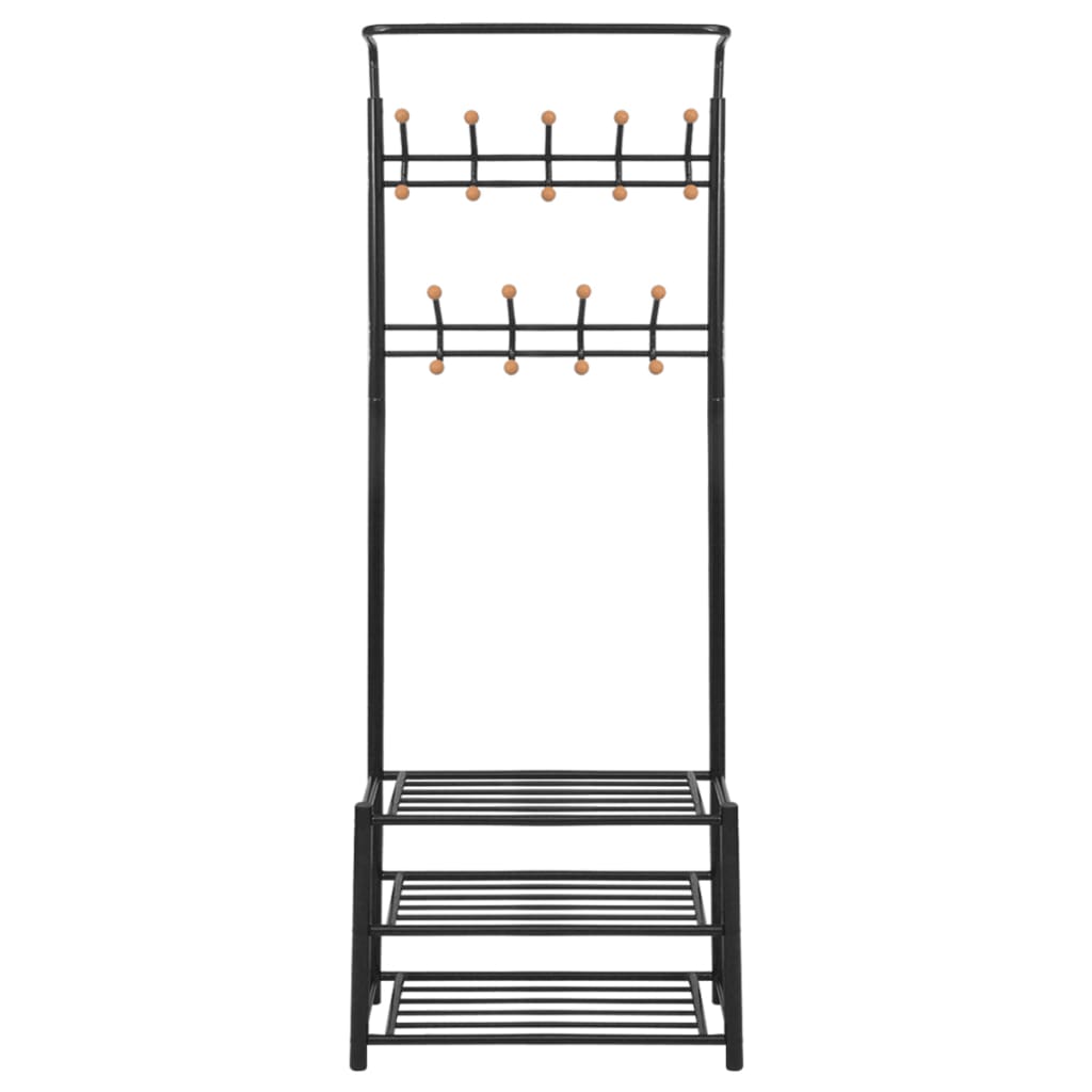 Vidaxl kledingrek met schoenenopberger 68x32x182,5 cm zwart