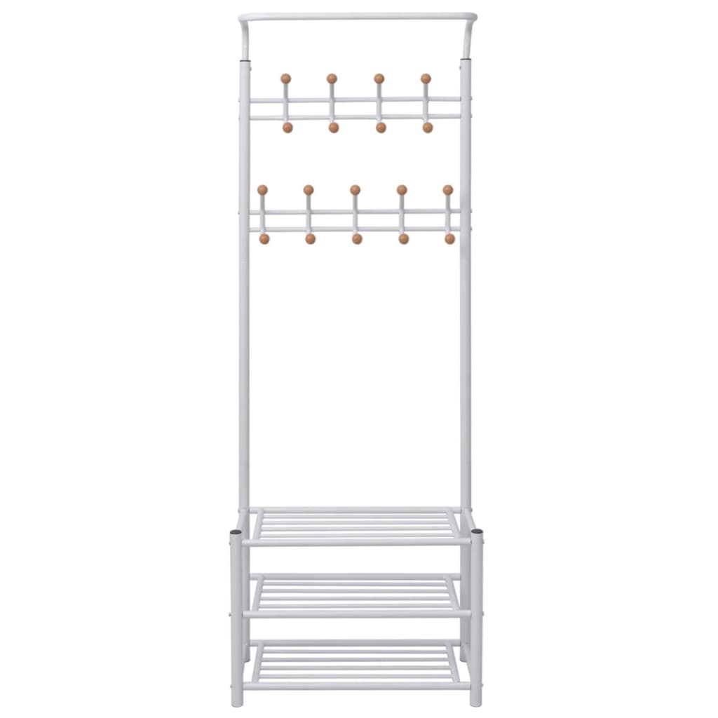 Vidaxl kledingrek met schoenenopberger 68x32x182,5 cm wit