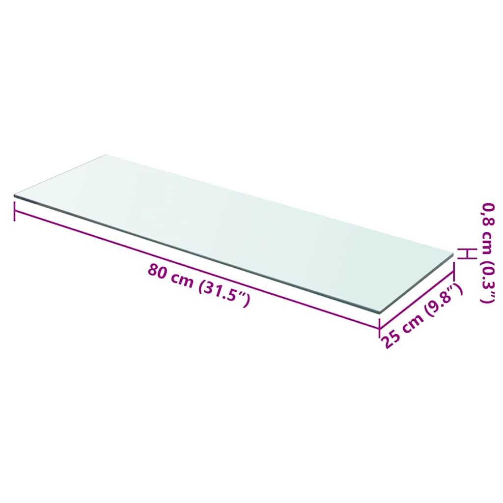Vidaxl wandschap transparant 80x25 cm glas