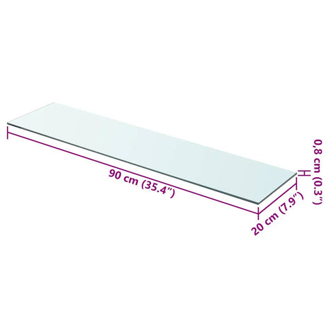 Vidaxl wandschap transparant 90x20 cm glas