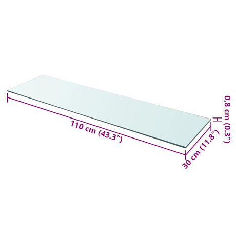 Vidaxl wandschap transparant 110x30 cm glas