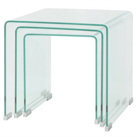 Vidaxl bijzettafel set 3-dlg transparant gehard glas