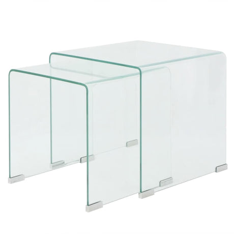 Vidaxl bijzettafel set 2-dlg transparant gehard glas