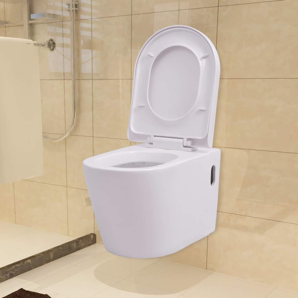 Vidaxl hangend toilet keramiek wit