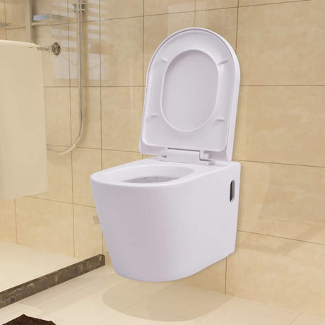 Vidaxl hangend toilet keramiek wit