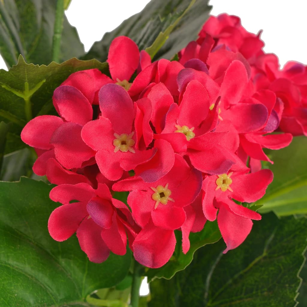 Vidaxl kunst hortensia plant met pot 60 cm rood