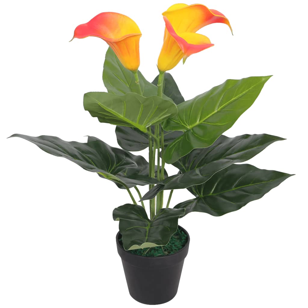 Vidaxl kunst calla lelie plant met pot 45 cm rood en geel