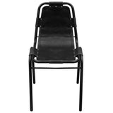 Vidaxl eetkamerstoelen 4 st echt leer zwart