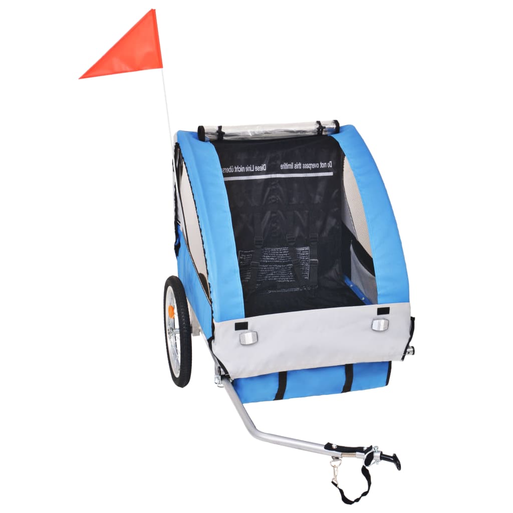 Vidaxl fietstrailer 30 kg grijs en blauw