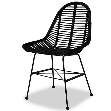 Vidaxl eetkamerstoelen 2 st natuurlijk rattan zwart