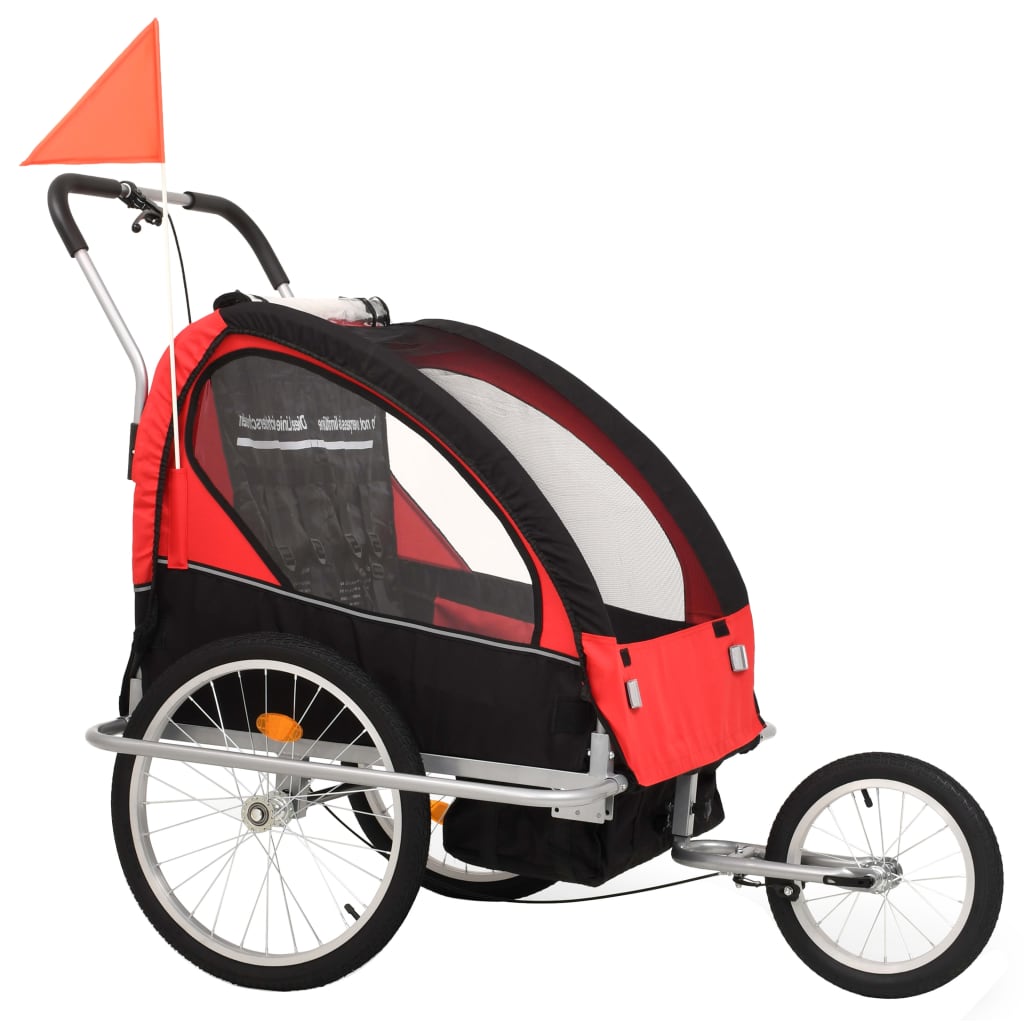 Vidaxl fietstrailer en kinderwagen 2-in-1 zwart en rood