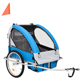 VidaXL Fietstrailer en kinderwagen 2-in-1 blauw en grijs