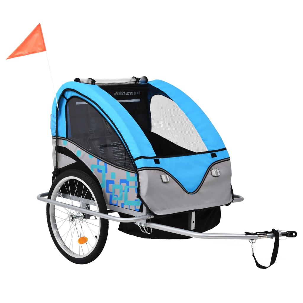 Vidaxl fietstrailer en kinderwagen 2-in-1 blauw en grijs