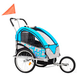 VidaXL Fietstrailer en kinderwagen 2-in-1 blauw en grijs