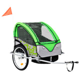 VidaXL Fietstrailer en kinderwagen 2-in-1 groen en grijs