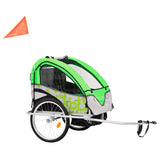 VidaXL Fietstrailer en kinderwagen 2-in-1 groen en grijs