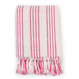 Vidaxl plaid strepen 220x250 cm katoen roze en wit