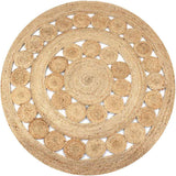 Vidaxl tapijt met ontwerp rond 150 cm gevlochten jute