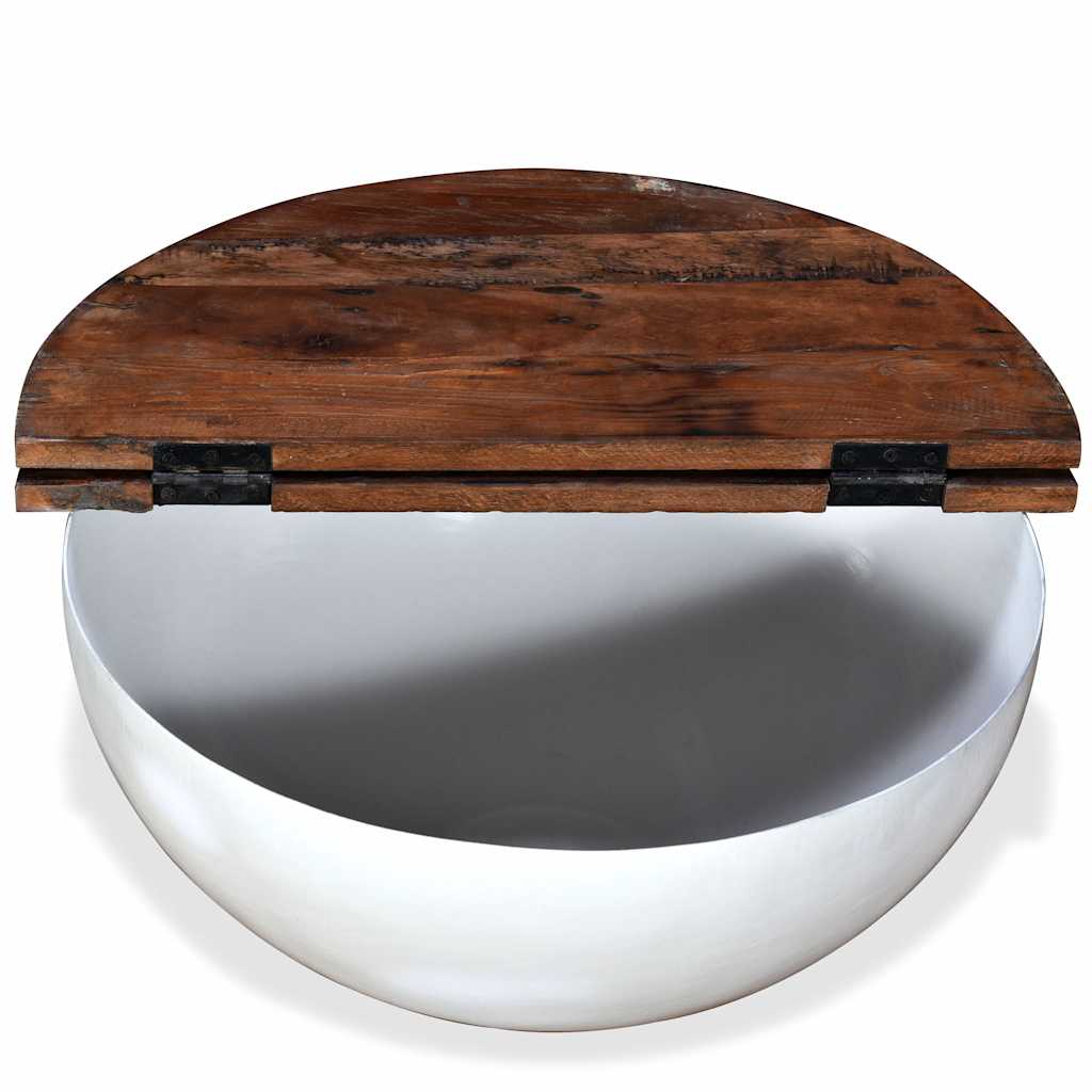 Vidaxl salontafel komvormig massief gerecycled hout wit
