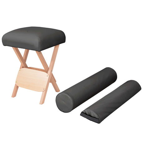 Vidaxl massagekruk met 12 cm dikke zitting 2 bolsters inklapbaar zwart