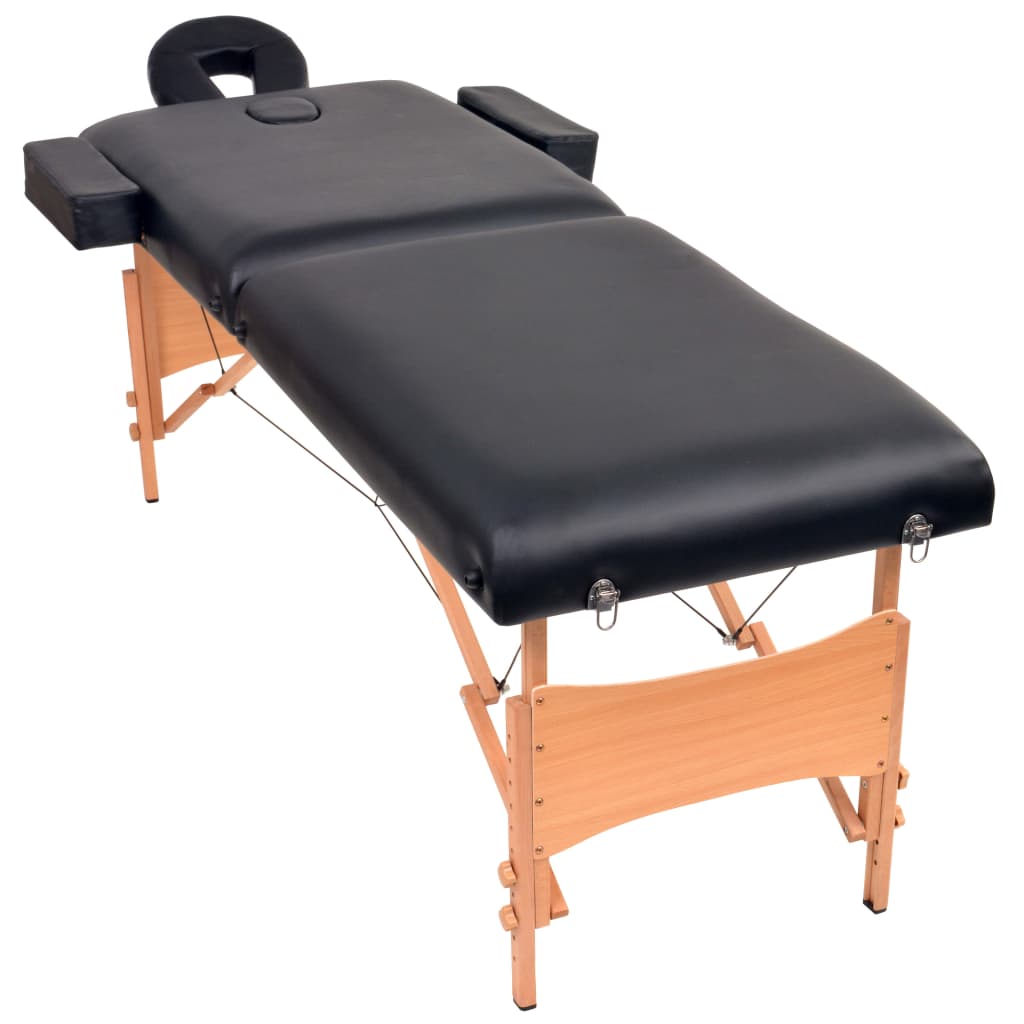 Vidaxl massagetafel inklapbaar 2 zones 10 cm dik zwart