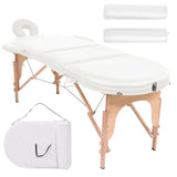 VidaXL Massagetafel inklapbaar 4 cm dik met 2 bolsters ovaal wit