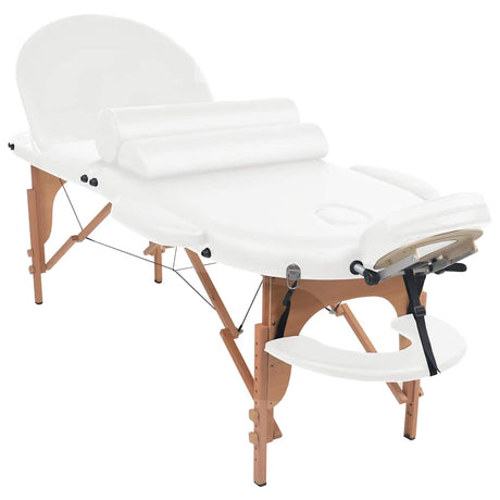 Vidaxl massagetafel inklapbaar 4 cm dik met 2 bolsters ovaal wit