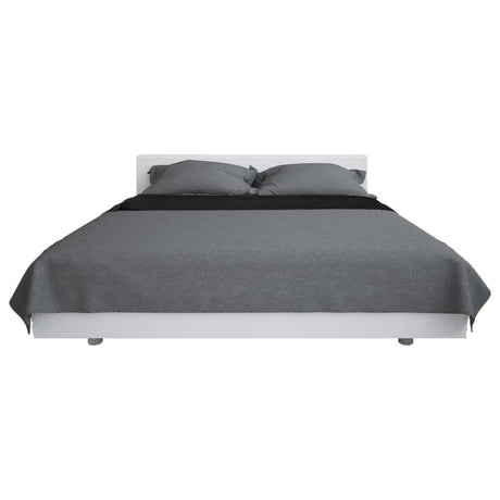 Vidaxl bedsprei dubbelzijdig 170x210 cm quilt grijs en zwart
