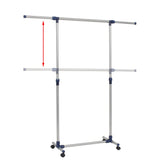 Vidaxl kledingrek verstelbaar 165x44x150 cm roestvrij staal zilver