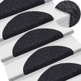 Vidaxl trapmatten zelfklevend 15 stuks 56x17x3 cm zwart halfrond