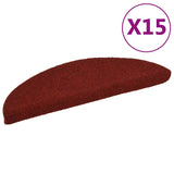 Vidaxl trapmatten zelfklevend 15 stuks 56x17x3 cm bordeaux rood halfrond
