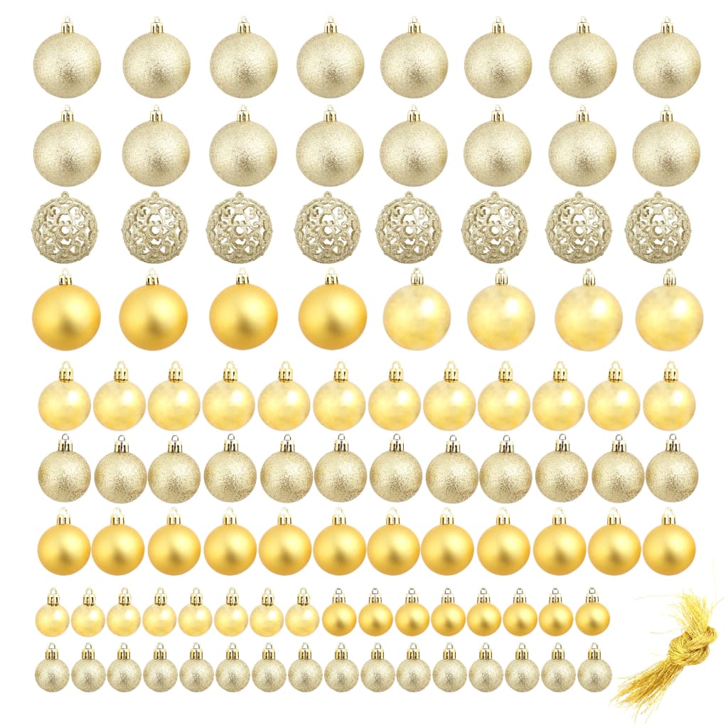 Vidaxl 100-delige kerstballenset 3 4 6 cm goudkleurig