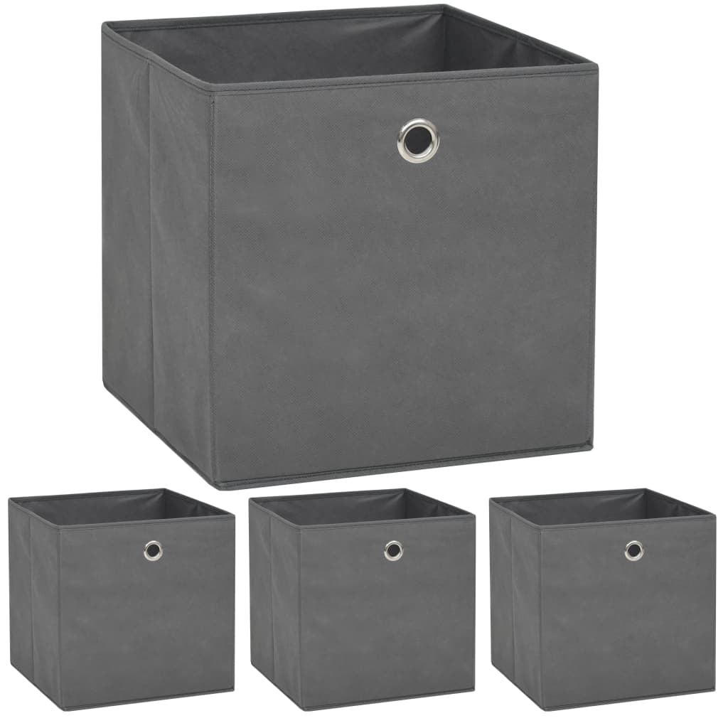 Vidaxl opbergboxen 4 st 32x32x32 cm nonwoven stof grijs