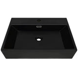 Vidaxl wastafel met kraangat 60,5x42,5x14,5 cm keramiek zwart