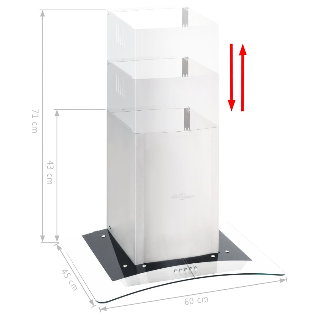 Vidaxl wandafzuigkap 756 m³ u led 60 cm roestvrij staal