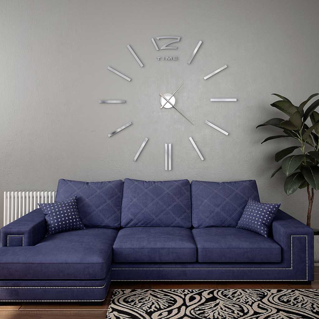 Vidaxl 3d-wandklok 100 cm xxl modern zilverkleurig