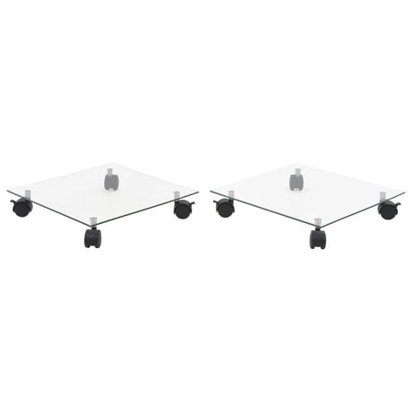 Vidaxl plantenrollers vierkant 35x35 cm gehard glas 2 st