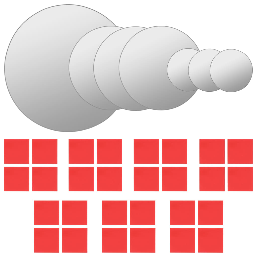 Vidaxl wandspiegelset rond glas 7-delig