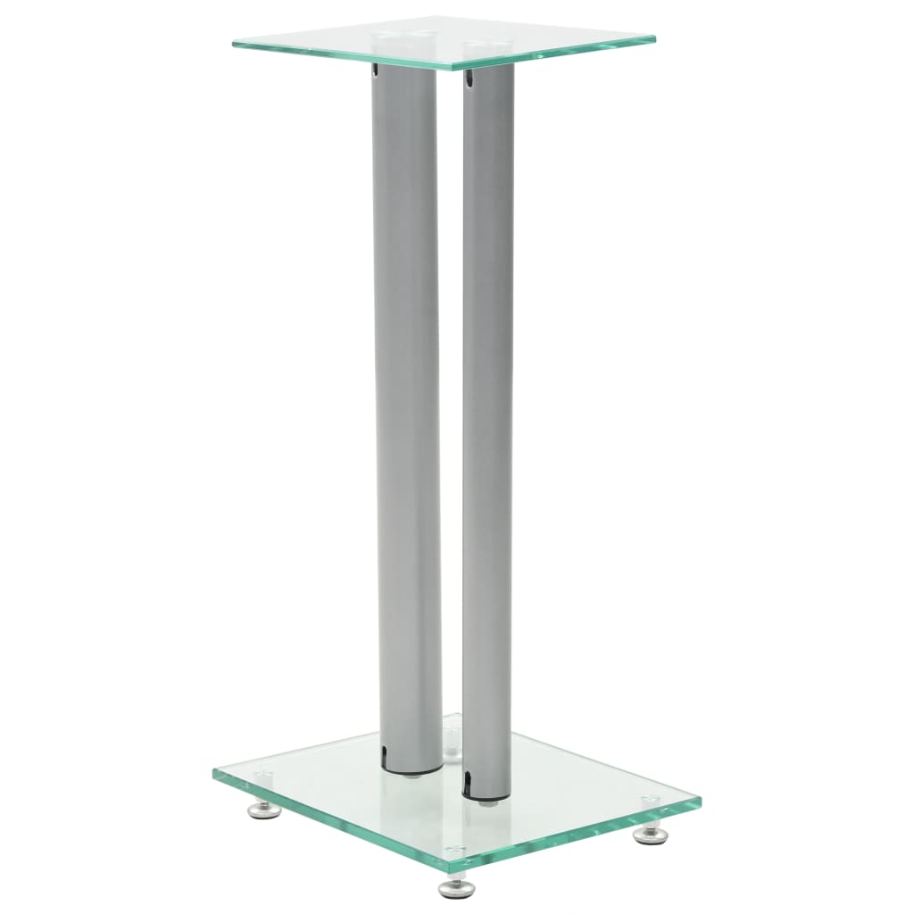 Vidaxl speakerstandaarden zuil-ontwerp gehard glas zilver 2 st