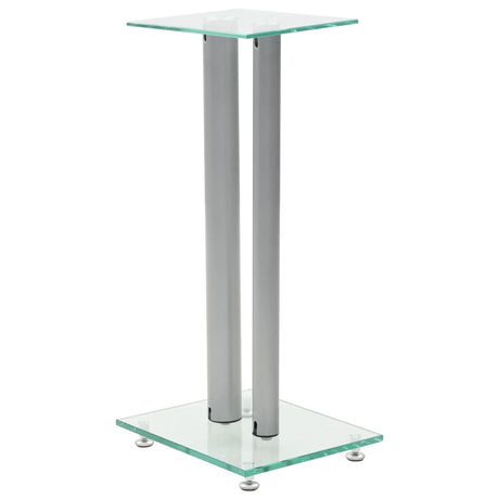 VidaXL Speakerstandaarden zuil-ontwerp gehard glas zilver 2 st