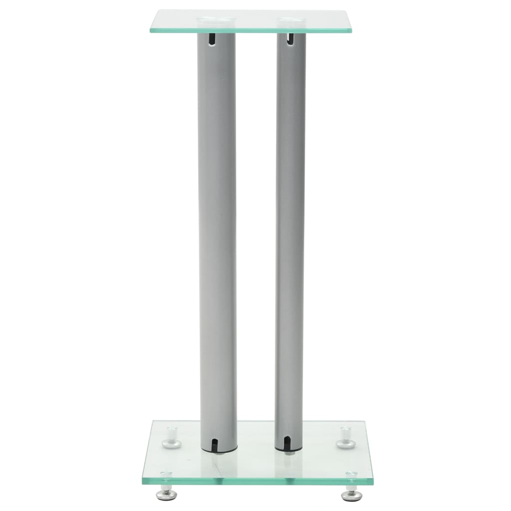 Vidaxl speakerstandaarden zuil-ontwerp gehard glas zilver 2 st