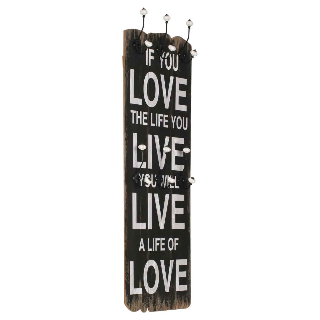 Vidaxl wandkapstok met 6 haken love live 120x40 cm