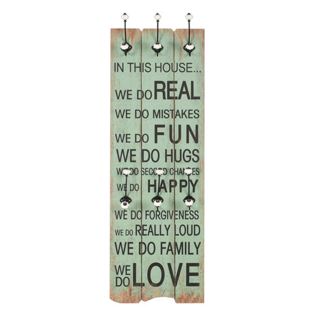 VidaXL Wandkapstok met 6 haken HAPPY LOVE 120x40 cm