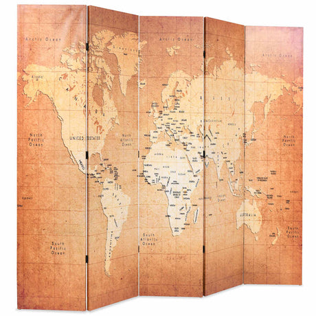 Vidaxl kamerscherm inklapbaar wereldkaart 200x170 cm geel