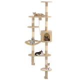 Vidaxl kattenkrabpaal met sisal krabpalen wandmontage 194 cm beige